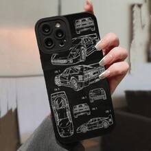 Cool Car Model Pattern Mobile Phone Case Suitable For Iphone11 12 13 14 15 16pro Max Black Mobile Phone Case With Camera Protection Pro Max Plus Series Angel Eye Soft Shell - Must-Have Mobile Phone Case For Car Enthusiasts - Black - View 7