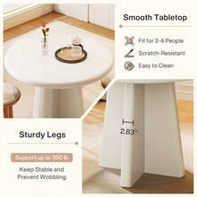 LITTLE TREE Round Dining Table For 2-4, 31.5-Inch Small Kitchen Table With Sturdy Base, Modern Dinner Furniture For Dining Room, Kitchen, Living Room (White) - 白色 - 查看 3