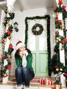 118.11inch Artificial Dense Christmas Decoration Green Grass Garland, Artificial Pine Greenery Garlands, Holiday Decoration Soft Green For Outdoor Indoor Use Artificial Greenery Garden Or Party Wedding, Christmas Fireplaces Decor, Able Indoor Outdoor Front Door Porch Home Decor, Home Decor Christmas Decorations Room Decor