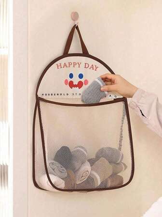 1 pièce Sac de rangement en maille suspendu, sac organisateur de lessive en polyester respirant et lavable, sac de tri pour sous-vêtements et chaussettes à accrocher au mur, sac de rangement pour la salle de bain, sac organisateur de vêtements indispensable pour dortoir, sac de rangement suspendu pour armoire d'école, petit accessoire de salle de bain, sac de rangement pour chambre, maison, cuisine