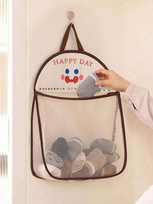 1pc Hanging Mesh Storage Bag, Polyester Breathable Washable Laundry Storage Bag, Wall-Mounted Underwear & Socks Sorting Pouch Laundry Bag, Bathroom Organizer, Dorm Essentials Clothes Organizer, School Hanging Closet Organizer, Bathroom Gadgets, Bedroom Home Kitchen Organizing And Storage Bag