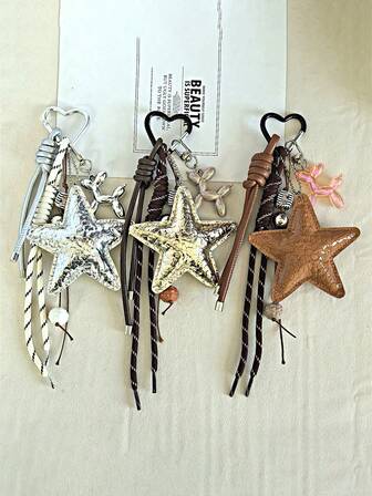 1pc Multi-Color Small Teddy Bear PU Leather Keychain Pendant Decoration Cute Phone Lanyard Key Chain Anti-Lost DIY Accessory Fall
