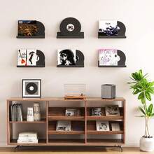 GOOVILLA Plastic Floating Wall Shelves - Decorative Picture Frame Shelf For Storage, Wall-Mounted Organizer For Living Room Bedroom Bathroom,,Black,8 Packs - 黑色-8個 - 查看 5