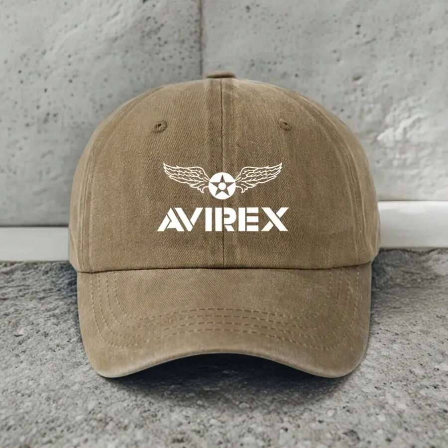 Fashion Pattern "AVIREX" Letter Print Baseball Cap, Lightweight And Breathable Grandpa/Dad Hat | Outdoor Travel Beach Sports Casual Unisex Skateboard Hat, Festival Activity Gift Simple Design Comfortable Headwear, Daily Wear Hat, Fashionable Duckbill Cap, Breathable Fabric, Comfortable Fit, Printed Hat, Unisex Hat, Outdoor Enthusiast, Women's Accessories - 卡其色 - 查看 1