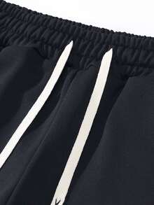 Set di felpa con cappuccio e pantaloni della tuta da uomo con stampa personalizzata a contrasto, abbigliamento sportivo casual alla moda con tasche e vita con coulisse, adatto come regalo per marito o fidanzato