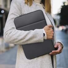 Túi đựng máy tính xách tay màu xám có lớp lót mềm mại, đơn giản và phù hợp với máy tính xách tay 11, 13, 14, 15, 16 inch, tương thích với Apple, Hp và Asus Túi đựng máy tính xách tay dùng trong lớp học Túi đựng đồ cho giáo viên Túi đựng đồ dùng trong lớp học - Màu xám đen - Xem 6