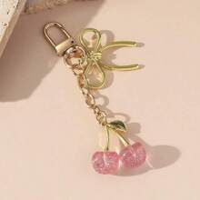 1pc Women's New Cherry Bow Metal Keychain Fashionable Bow Accessory Minimalist Ins Style Bag Charm Back To School Gift Y2K - Multicolor - View 11