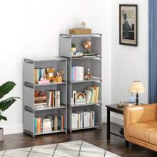 6 Layer Portable Bookshelf, Closet Organizer, Freestanding Wardrobe Shelf With Backboards, Multifunctional DIY Cube Storage Solution For Bedroom, Living Room, Office - Maximizes Space