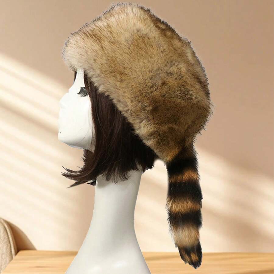 Winter Warm Hat For Women Soft Touch Fur Winter Hat Warm Skiing Hat For Cold Weather Headcover - A - 查看 1