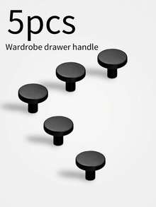 6pcs Modern Matte Black And Gold Cabinet Knobs - Aluminum T-Bar And Single Hole Drawer Pulls, Suitable For Kitchen And Bathroom - Stylish Home Decor Hardware, Kitchen Hardware | Elegant Hardware | Durable Construction, Kitchen Cabinet Knobs And Pulls - Black - View 1