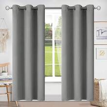Cortinas Blackout para Recamara Cortas,Cortinas para Recamara Reducción de Ruido,Cortina con Ojales en la Parte Superior,Suave 100% Poliéster Tela Impermeable,2 Paneles, 132x140cm - Gris-1.32*1.40m - Ver 2