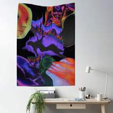 1pc Phantom Body Art Print Tapestry, Wall Decor, Ins Style, Polyester Hanging Tapestry For Living Room, Bedroom, Office, Dorm, Home Decor, Party, Rectangular Kitchen Wall Hanging Cloth With Drape, Comes With 3 Wall Nails And 2 Clips
