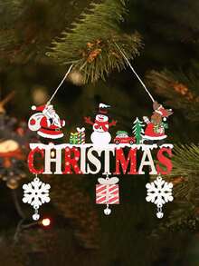 1set/2sets Creative Wooden Christmas Tree & Letter Decor Hanging Ornaments, Reindeer Christmas English Decor Sign