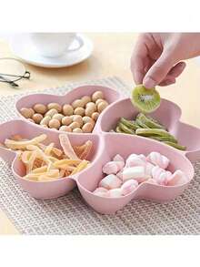 1pcPlatter, Unbreakable Chip & Dip Serving Divided Plates, 4-Compartment Heart-Shaped Serving Dish Tray For Nuts, Candy, Dried Fruit, Salads, Snack