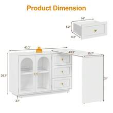 Large Extendable Makeup Vanity Desk, Corner Vanity Table With 3 Drawer & 2 Door, Modern Dressing Table And Chest Of Drawers Combo, Accent Vanity For Bedroom, Dressing Room - White - View 6