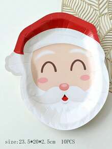 Classic Christmas-Style Red-White-Green Christmas Element Plate Set - Must-Have For Christmas Party Dessert Table, Round Disposable Plates/Cupcake Paper Plates, Leak-Proof & Durable Detail, Suitable For Serving Cocktails/Snacks/Desserts, Essential Tableware For Winter Christmas Holiday Dinners