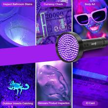 Ultraviolet Blacklight Flashlight, High Power LED Handheld UV Flashlight, Upgraded High Brightness Blacklight Detector, Can Be Used To Detect Dog Urine, Scorpions And Bed Bugs