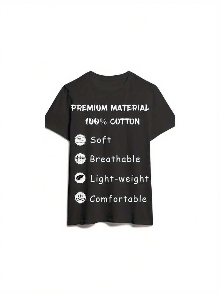 Camiseta gráfica divertida 'Día de la Lavandería', camiseta casual de cuello redondo para todas las estaciones - Negro - Añade 3