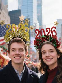 1 Stück 2026 Haarband (Glitzer-Stil) - mit 2026 Nummer & Fünf-Zacken-Stern Design, unisex, geeignet für Partydekorationen, Partybegünstigungen, Neujahrsfeiern und den täglichen Gebrauch