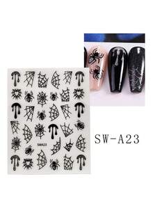 1/7 Peças Adesivos de Unha de Aranha de Halloween, Teia de Aranha de Strass da Moda, Coração, Estrela Decalques de Arte de Unha, Decoração de Unha DIY da Moda, Adequado como Presente para Família, Namorada, Melhor Amiga