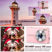SONGDIAN 64MP 4K HD 數位相機 16倍數位變焦 Vlogging 用 2.8吋 LCD 螢幕 充電式相機 攝影專業入門相機 支援拍照、錄影 1050mAh 大容量電池 完美禮物 - 相機+記憶卡 - 查看 5