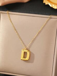 1 件不锈钢 26 字母吊坠项链，时尚优雅，送给她的绝妙礼物