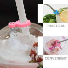 4 Stücke Zubehör-Set für Becher, Diamant-Strohhalm-Abdeckkappe, Glitzer-Silikonhülle für Becher, Silikonanhänger für Strohhalme, Diamant-Herz-Anhänger mit Bommel-Schlüsselanhänger, für Outdoor-Aktivitäten, Valentinstag