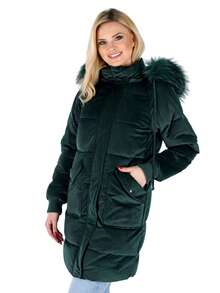 Women's Puffer Jacket Quilted Lightweight Padding Hood Packable Bubble Coat - Green - View 2