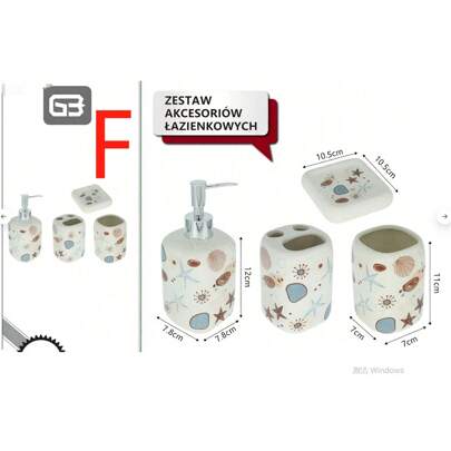 Conjunto de 4 peças de acessórios de cerâmica para banheiro - Conjunto prático de itens essenciais para banheiro, cor aleatória