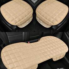1pc Plush Checkered Car Seat Cushion, Thick Padded, Backless, Warm, Breathable, Anti-Slip, Suitable For All Seasons