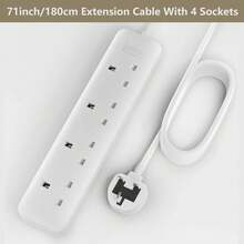 LIPWEL British Minimalist Style Extension Cord, 39"/71"/118"/197" Length Options, 4-Outlet Power Strip, Fire-Resistant Power Socket, Black, 3250W Multi-Function Plug, And Fire-Resistant, With Wall Mounting Holes, Wall-Mountable, Plug Made Of Flame-Retardant PC Material, Soft Power Indicator Light, Suitable For Home, Office And Garden. Extension Cord Power Strip - UK Plug(220-240V) - View 11