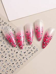 2 Sheet 3D Leopard Print Nail Art Stickers Autumn And Winter Leopard Print French Design Y2K Charms Nail Decals Animal Print Self-Adhesive Nail Supplies - Multicolor - View 3