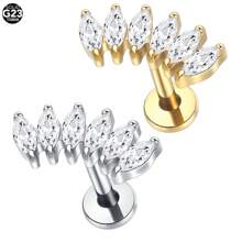 SWANJO 1pc Titanium 7 Marquise CZ Earring Helix Piercing Internally Threaded Ear Stud Tragus Daith Piercing Body Jewelry - TC060 - View 9