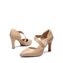 Women's High Heels Pumps Dress Closed Pointed Toe Comfortable D'Orsay Pumps Shoes For Work Office Wedding Dancing - 杏色-PU - 查看 9