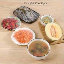 50 pezzi Pellicola di copertura in plastica trasparente monouso di grandi dimensioni, copri polvere, adatta per conservare e organizzare snack, verdure e pane, pellicola di copertura per vassoi del pane, cucina e sala da pranzo, disponibile in 3 misure, decorazione per la casa, conservazione per feste e Natale - Multicolore - Visualizzare 8