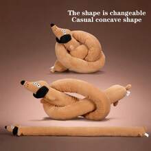 1pc Plush Sausage Dog Doll, Realistic Dachshund Stuffed Animal Chew Doll With Sound - Multicolor - View 7