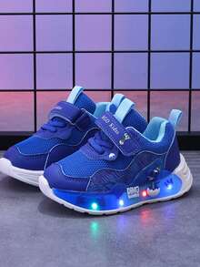 MGO Kidss MGO Kids 2025 Spring & Autumn New Dinosaur Light Up Shoes, Breathable Anti-Slip Sports Shoes, Boys' Mesh Lightweight Casual Shoes, Suitable For 1-6 Years Old Toddlers - Blue - View 6