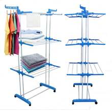 3-Story Aluminum Folding Retractable Compact Tower Clothesline With 4 Blue Wheels - Màu xanh lam - Xem 7