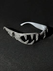 1 件骷髅装饰滴胶手工随机效果不对称复古波西米亚优雅派对镜框男女通用时尚眼镜