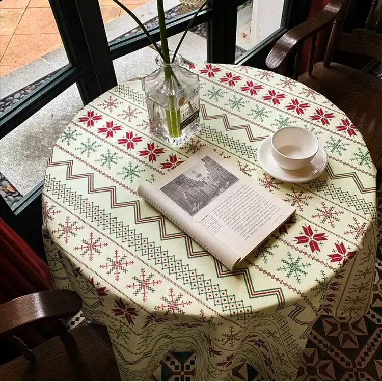 1pc Retro Bohemian Geometric Round Tablecloth, American Ins Style Retro Pattern Fabric Decorative Tablecloth For Party, Gathering, Home Decor - Multicolor - View 3