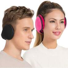 Foldable Fleece Ear Warmers For Outdoor Skiing - B-black+Hot Pink - View 1