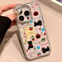 Funda brillante para teléfono con orificio grande y marco brillante, compatible con phone 16 Pro, 15, 14 Plus, 13 y 12. Una funda protectora. Regalos de Año Nuevo, Pascua y Halloween para amigos y familiares. - transparente - Ver 2