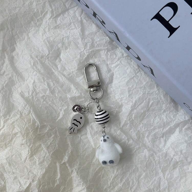 1 件男女通用卡通水獭钥匙扣可爱蝴蝶结心形星星吊坠卡通配饰包包吊坠；钥匙扣包包首饰返校季秋季 - 彩色 - 查看 4