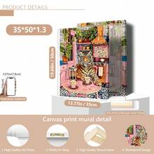 1pc Unframed Tiger With Coffee And French Press Canvas Print - Minimalist Kitchen Wall Art - Bold Tiger Coffee Enthusiast Decor - Vintage Jungle Print Posters,Wall Art,Room Decoration Stuff,Fall,Halloween,Modern,Vintage(Optional) Frame) - Multicolor - View 22