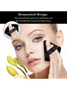 1/5/10pcs Flocked Triangle Powder Puff Set, Reusable Wet-Dry Makeup Sponges For Cushion, Loose Powder & Foundation Blending. Practical Facial Makeup Tools Work With Foundation Cream, Cushion And All Face Cosmetics, Suitable For All Skin Types. - Multicolor - View 6