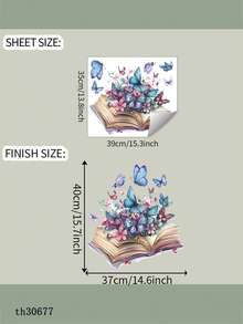 1 قطعة ملصق فني ملون بتصميم الفراشة والكتاب السحري - ملصق جداري ذاتي اللصق مقاوم للماء وقابل للإزالة، مثالي للغرف المعيشية والنوم والثلاجات المنزلية والزجاج والمرايا وديكور التجميل، يجعل ديكور المنزل أكثر إثارة للاهتمام