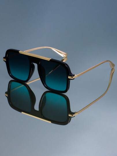 1pc Classic Minimalist Versatile Aviator Frame Fashion Glasses, Suitable For Holiday Party, Street Style, Runway, Punk, Bohemian Fashion