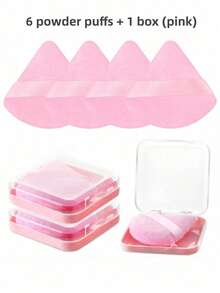 6 Stück Puderquastenset mit Reiseetui, dreieckige Make-up-Schwämme für lose Puder, Körperpuder, Fixierpuder, geeignet für Foundation, Beauty-Make-up-Tools (Schwarz + Rosa) Samt-Dreieck-Puderpuff, Make-up-Tools, Make-up-Schwamm, wiederverwendbarer Make-up-Schwamm, Make-up-Accessoires, Puderpuff, Trocken- & Nasspuderpuff, Make-up-Essentials für heißes Wetter, Strand-Make-up-Tools