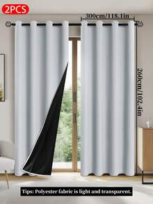 2pcs Blackout Curtains With Thermal Insulation Lining, Lightweight Polyester Fabric, Top Grommet Design, Suitable For Living Room, Bedroom, Kitchen, Bathroom, Home Decor - White - View 30