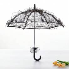 1 Elegant Vintage Lace Prop Umbrella, Aluminum Frame And 100% Polyester Fabric, Suitable For Bridesmaids, Weddings, 1920s Themed Parties, Photography Props, Photo Essentials, Classic Circular Design, Exquisite Lace Patterns, Durable Polyester Material - Hand Washable Only, Spring Summer Picks, Brides Maid Gifts, Room, Bedroom Decor, Bedroom Decor, Beach, Travel, For Men, For Women, Vacation - Multicolor - View 2